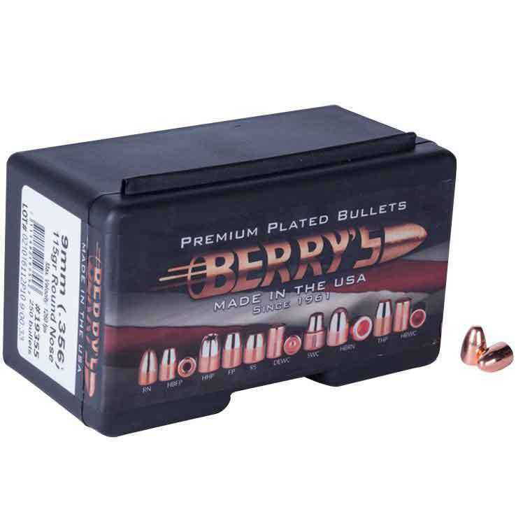 Berry's Preferred Plated 9mm 115gr RS Double-Struck Reloading Bullets Berry's Preferred Plated 9mm 115gr RS Double-Struck Reloading Bullets