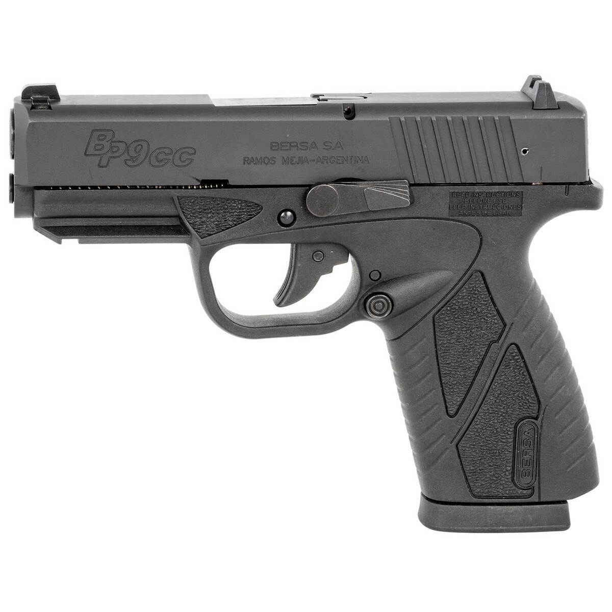 Bersa BPCC 9mm Luger 3.3in Black Pistol - 8+1 Rounds - Black Bersa BPCC 9mm Luger 3.3in Black Pistol - 8+1 Rounds - Black