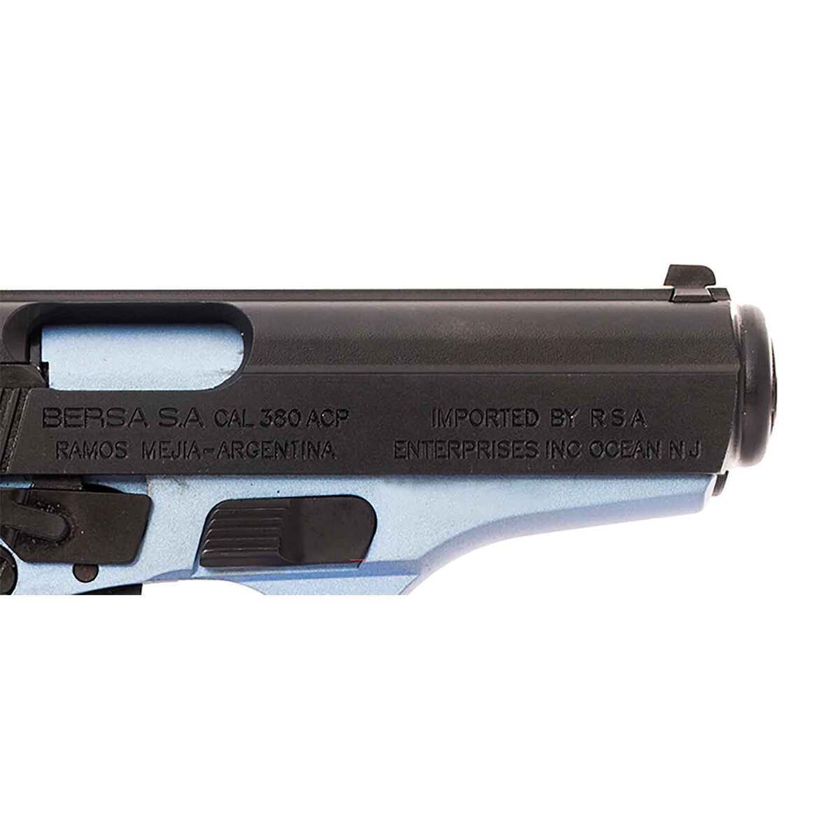 Bersa Thunder 380 Auto (ACP) 3.5in Matte Black/Blue Pistol - 8+1 Rounds - Blue Bersa Thunder 380 Auto (ACP) 3.5in Matte Black/Blue Pistol - 8+1 Rounds - Blue