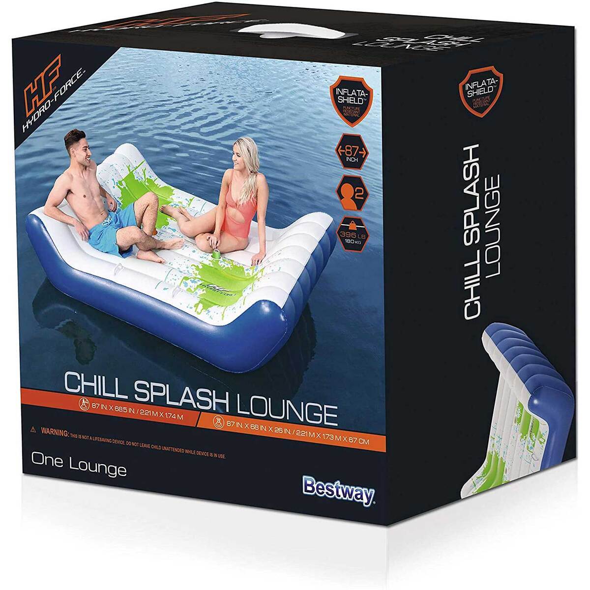Bestway Hydro Force Chill Splash Lounger 2 Person Inflatable Pool Raft - White/Blue/Green Bestway Hydro Force Chill Splash Lounger 2 Person Inflatable Pool Raft - White/Blue/Green