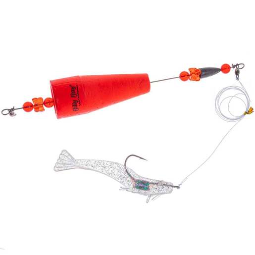 Betts Billy Bay Aggravators Float Rig – Red Float, Clear Silver Sparkle Halo Shrimp