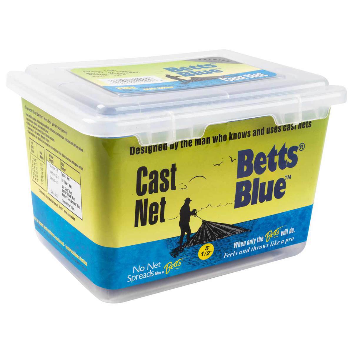 Cast Net Blue Betts Blue Cast Net - 5ft Radius, 1/2in Mesh | Sportsman's Warehouse