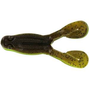 Big Bite Baits Tour Toad Soft Body Frog - Green Pumpkin/Opaque Chartreuse, 4in