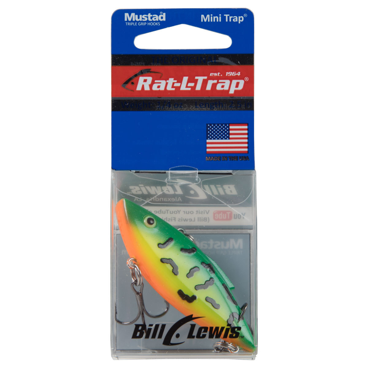 Bill Lewis Rat-L-Trap Mini Trap Lipless Crankbait - Fire Tiger, 1/4oz, 2-1/2in - Fire Tiger Bill Lewis Rat-L-Trap Mini Trap Lipless Crankbait - Fire Tiger, 1/4oz, 2-1/2in - Fire Tiger