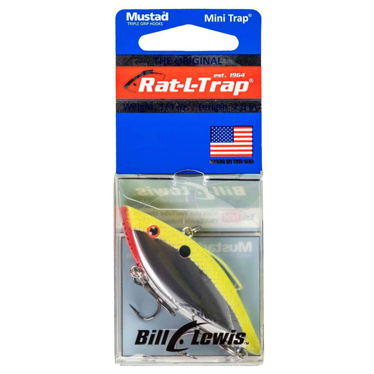 Original Mini Rattle Trap Rat-L-Trap Mini Trap Lipless Crankbait - Chartreuse Flash, 1/4oz, 2-1 ...