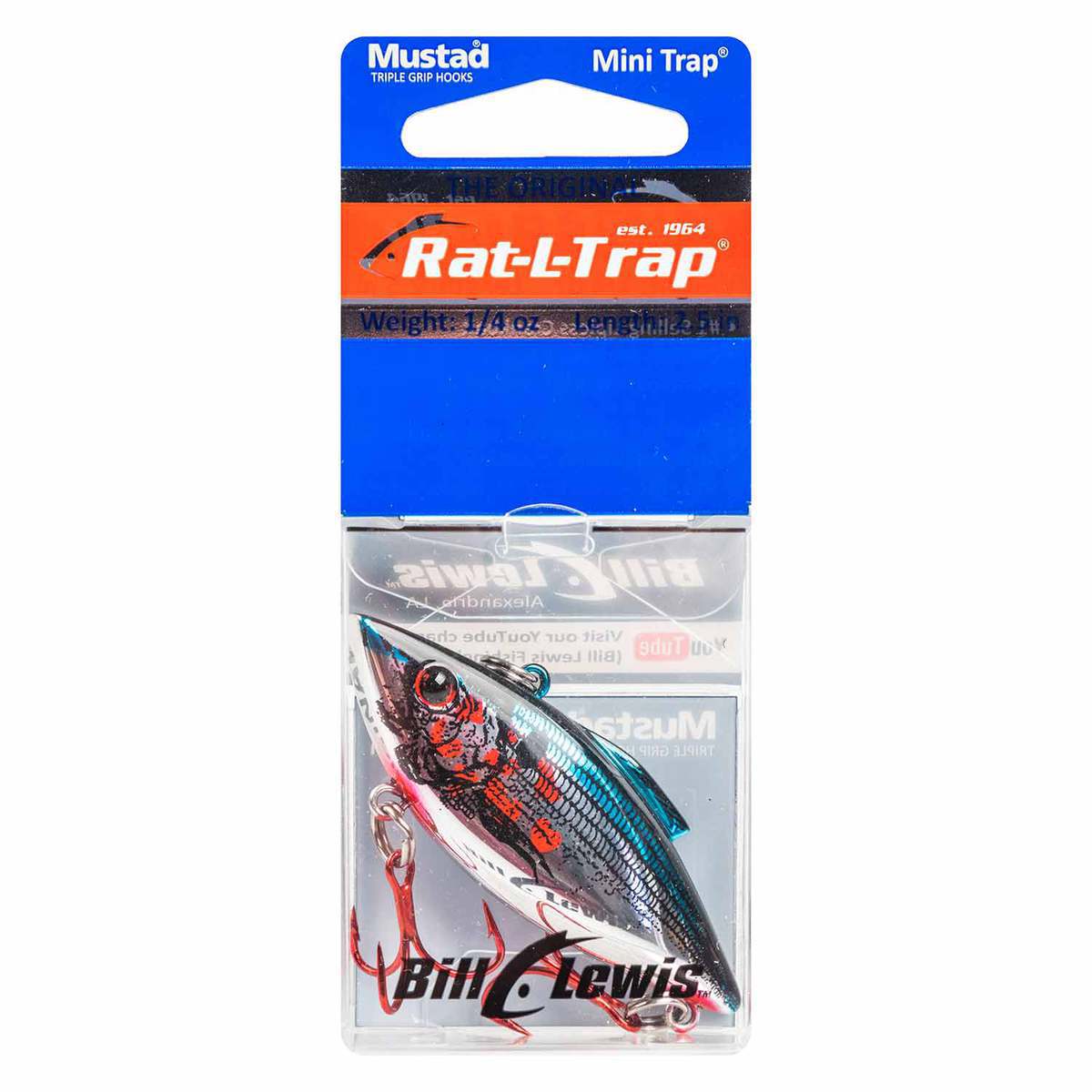 Bill Lewis Rat-L-Trap Mini Trap Lipless Crankbait - Chrome Blue Bleeding Shad, 1/4oz - Chrome Blue Bleeding Shad Bill Lewis Rat-L-Trap Mini Trap Lipless Crankbait - Chrome Blue Bleeding Shad, 1/4oz - Chrome Blue Bleeding Shad