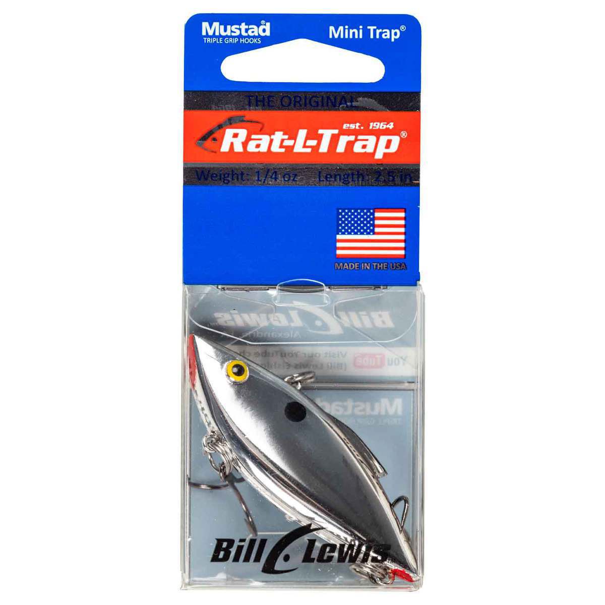 Bill Lewis Rat-L-Trap Mini Trap Lipless Crankbait - Chrome/Black Back, 1/4oz, 2-1/2in - Chrome/Black Back Bill Lewis Rat-L-Trap Mini Trap Lipless Crankbait - Chrome/Black Back, 1/4oz, 2-1/2in - Chrome/Black Back