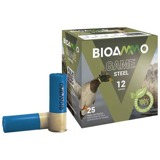 Bioammo Game Steel 12 Gauge 2-3/4in #3 1oz Waterfowl Shotshells – 25 Rounds – #3