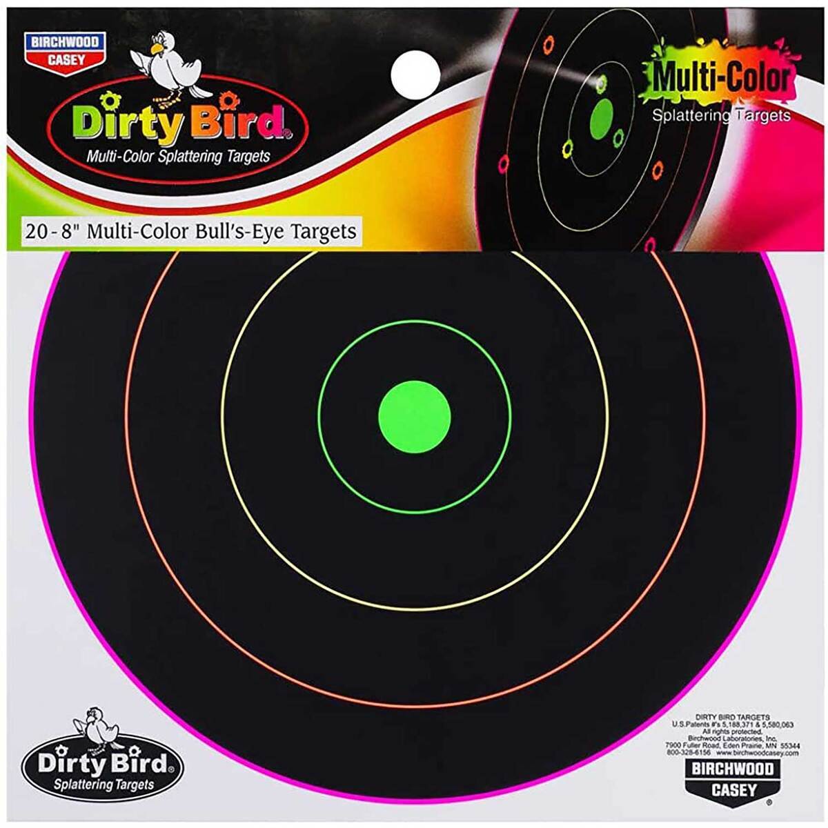 Birchwood Casey Dirty Bird Paper Bullseye Target - 8 Pack - Black Birchwood Casey Dirty Bird Paper Bullseye Target - 8 Pack - Black