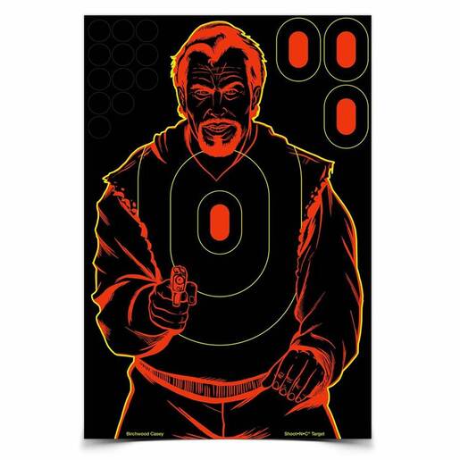 Birchwood Casey Shoot-N-C Adhesive Paper Bad Guy Silhouette Target – 12 Pack