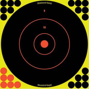 Birchwood Casey Shoot-N-C Self Adhesive Paper 12in Black/Yellow Bullseye Target - 12 Pack