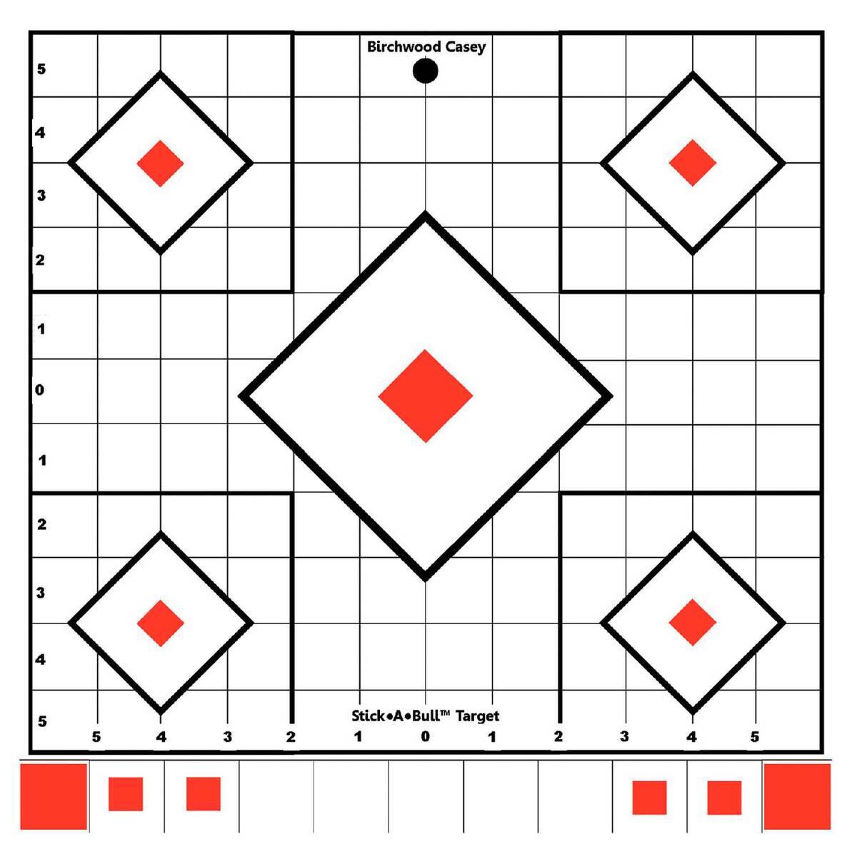 Birchwood Casey Stick-A-Bull 5-Diamond Self Adhesive Paper Target - 5 Pack - White/Red 12in Birchwood Casey Stick-A-Bull 5-Diamond Self Adhesive Paper Target - 5 Pack - White/Red 12in