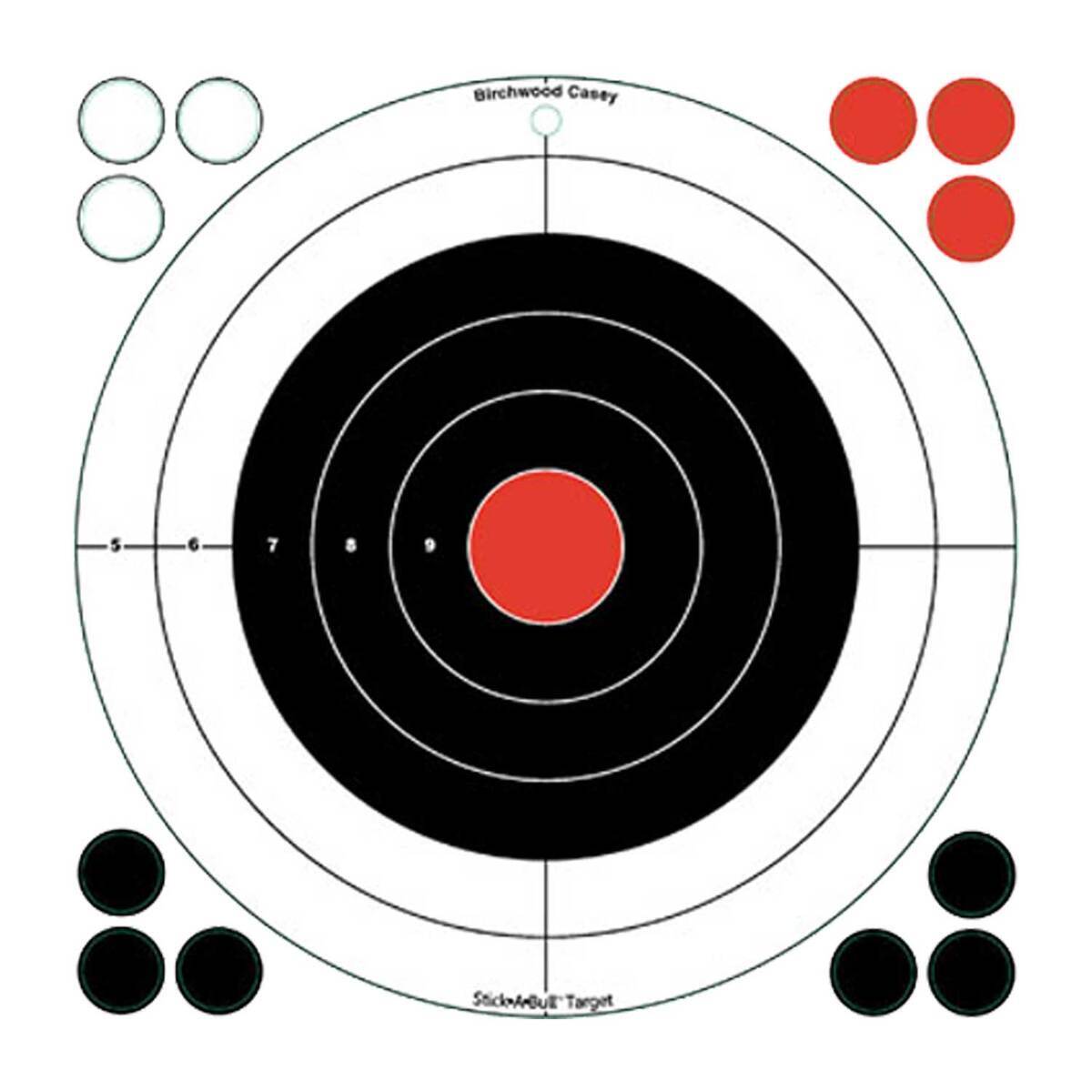 Birchwood Casey Stick-A-Bull Self Adhesive Black/White Paper Target - 5 Pack - Black/White 12in Birchwood Casey Stick-A-Bull Self Adhesive Black/White Paper Target - 5 Pack - Black/White 12in