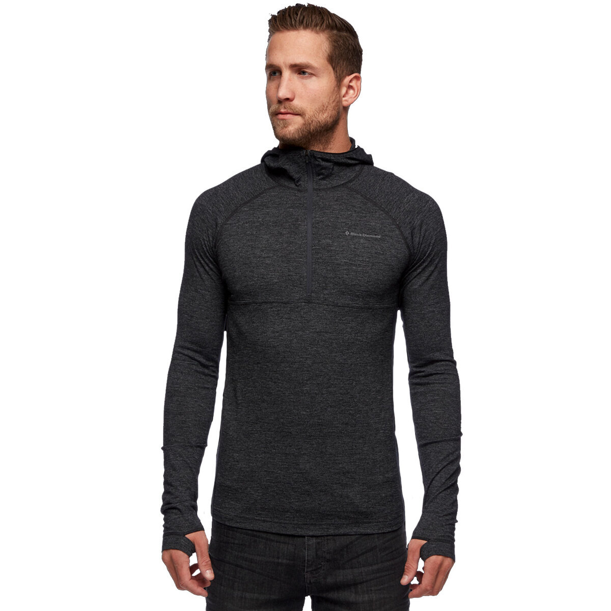 Black Diamond Men's Solution 150 Merino Base Layer Crew 1/2 Zip Hoodie Black Diamond Men's Solution 150 Merino Base Layer Crew 1/2 Zip Hoodie