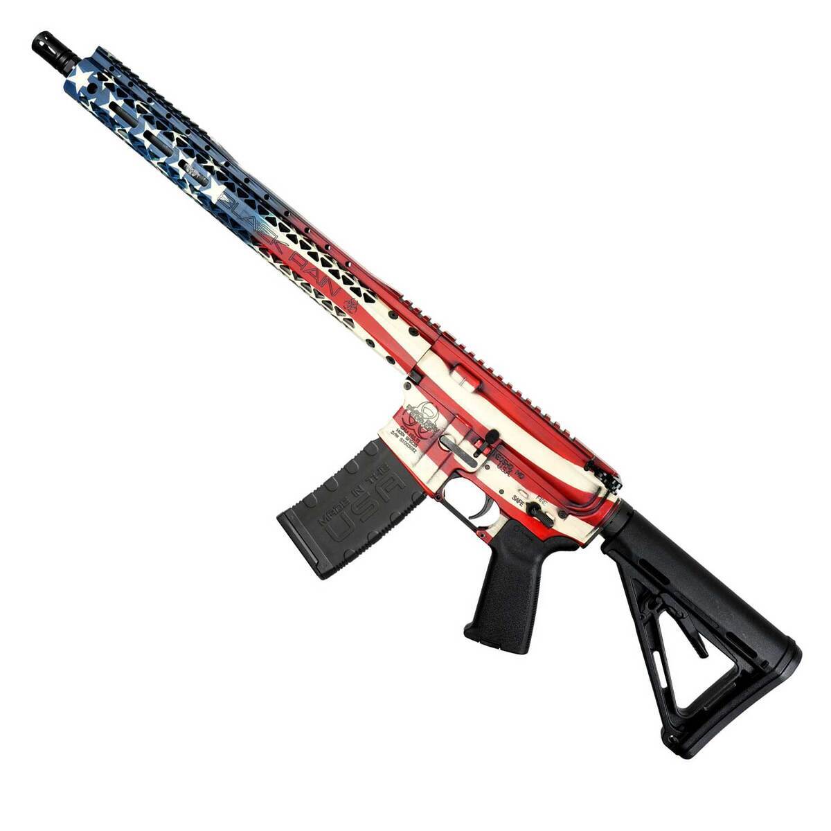 Black Rain Ordnance Spec+ 5.56mm NATO 16in American Flag Semi Automatic Modern Sporting Rifle - 30+1 Rounds - American Flag Black Rain Ordnance Spec+ 5.56mm NATO 16in American Flag Semi Automatic Modern Sporting Rifle - 30+1 Rounds - American Flag
