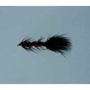 RoundRocks Crystal Leech Streamer Fly - Black/Red, Size 6, 12Pk