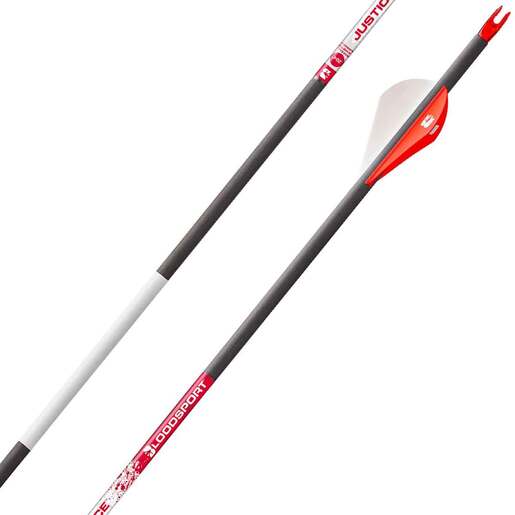 Bloodsport Justice 300 Spine Carbon Arrows – 6 Pack – Black/White