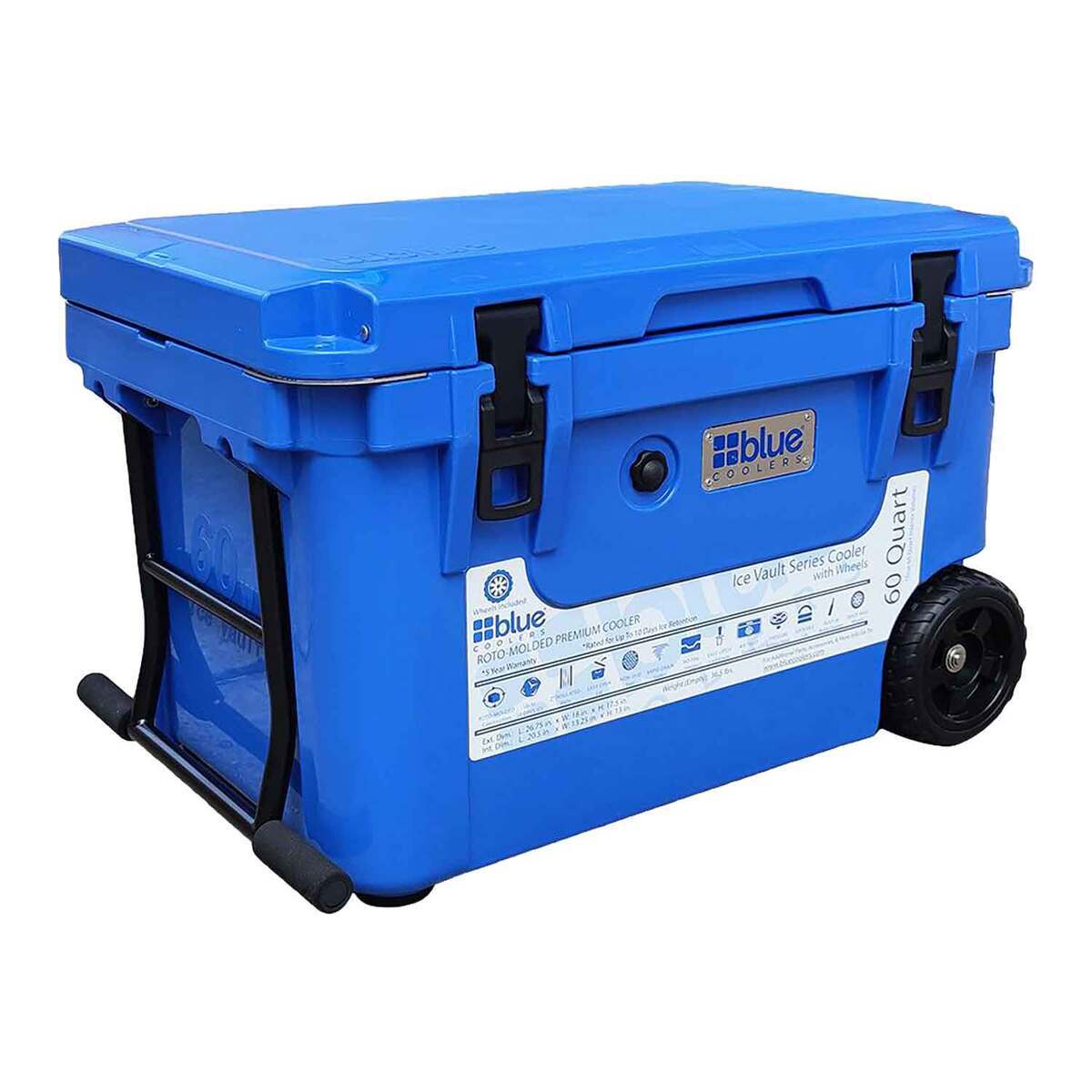 Blue Coolers Ice Vault 60 Wheeled Cooler - Trademark Blue - Trademark Blue Blue Coolers Ice Vault 60 Wheeled Cooler - Trademark Blue - Trademark Blue