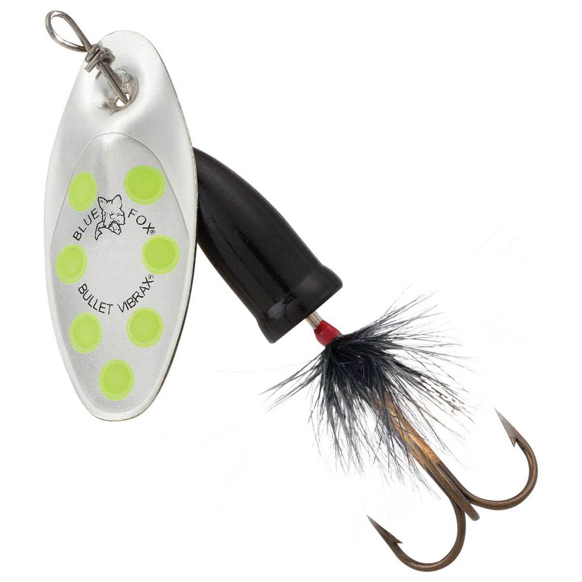 Blue Fox Vibrax Bullet Fly Inline Spinner - Silver/Fluorescent Yellow/Black, 1/4oz - Silver/Fluorescent Yellow/Black 2 Blue Fox Vibrax Bullet Fly Inline Spinner - Silver/Fluorescent Yellow/Black, 1/4oz - Silver/Fluorescent Yellow/Black 2
