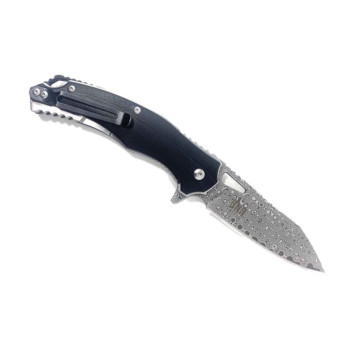 BnB Knives Damascus Black Panther 3.25 inch Folding Knife - Black BnB Knives Damascus Black Panther 3.25 inch Folding Knife - Black