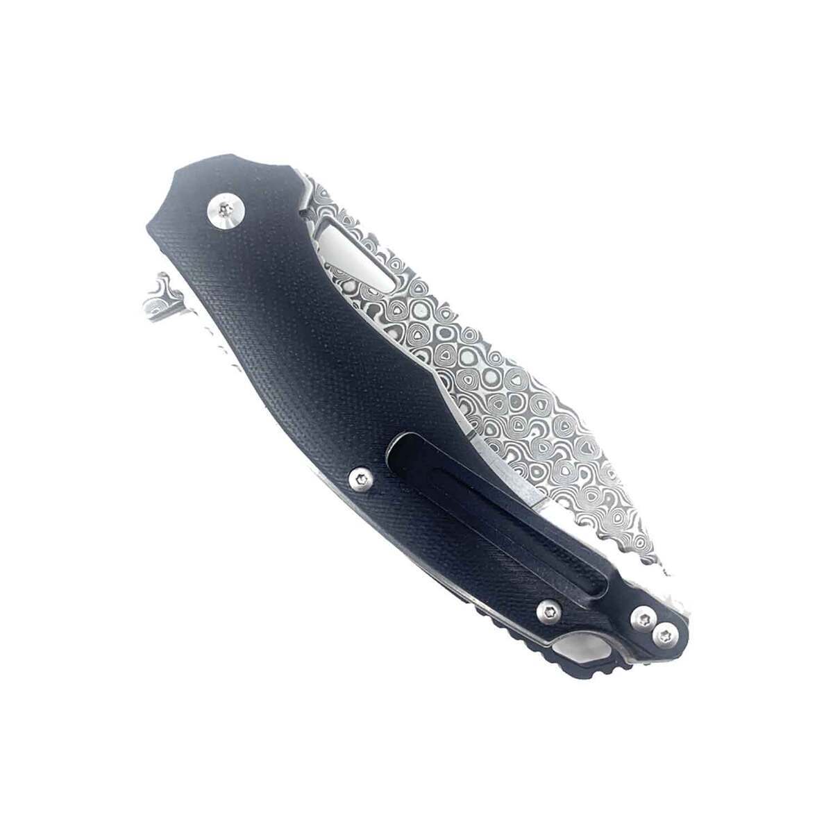 BnB Knives Damascus Black Panther 3.25 inch Folding Knife - Black BnB Knives Damascus Black Panther 3.25 inch Folding Knife - Black