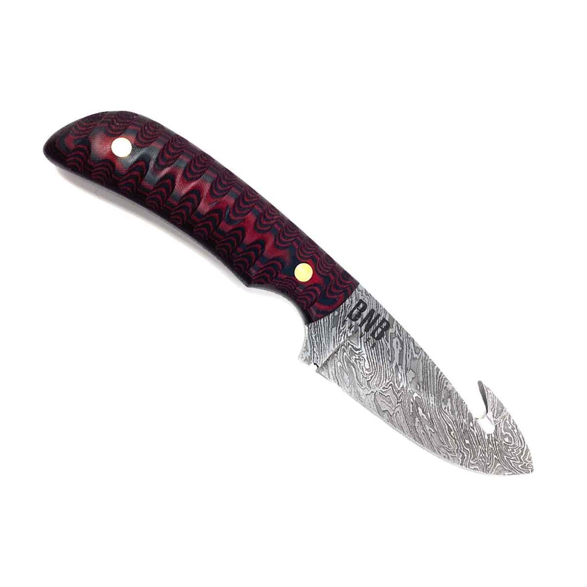 BnB Knives Damascus Guthook Hunter 3.5 inch Fixed Blade Knife - Black BnB Knives Damascus Guthook Hunter 3.5 inch Fixed Blade Knife - Black