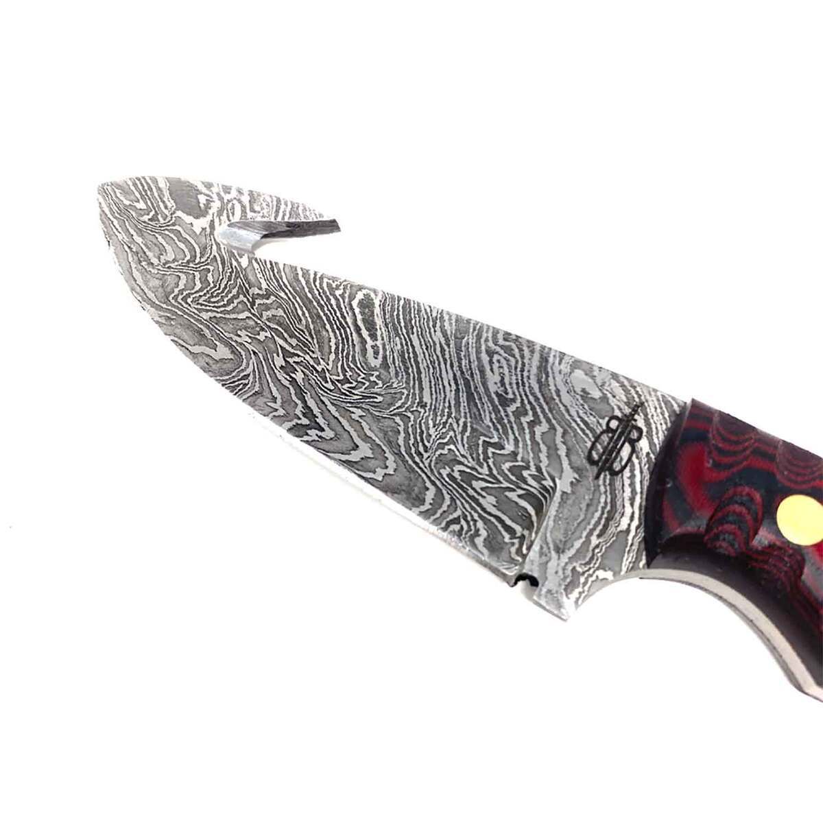 BnB Knives Damascus Guthook Hunter 3.5 inch Fixed Blade Knife - Black BnB Knives Damascus Guthook Hunter 3.5 inch Fixed Blade Knife - Black