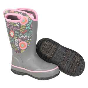 Bogs Youth Slushie Waterproof Rain Boots - Gray/Pink - Size 8T