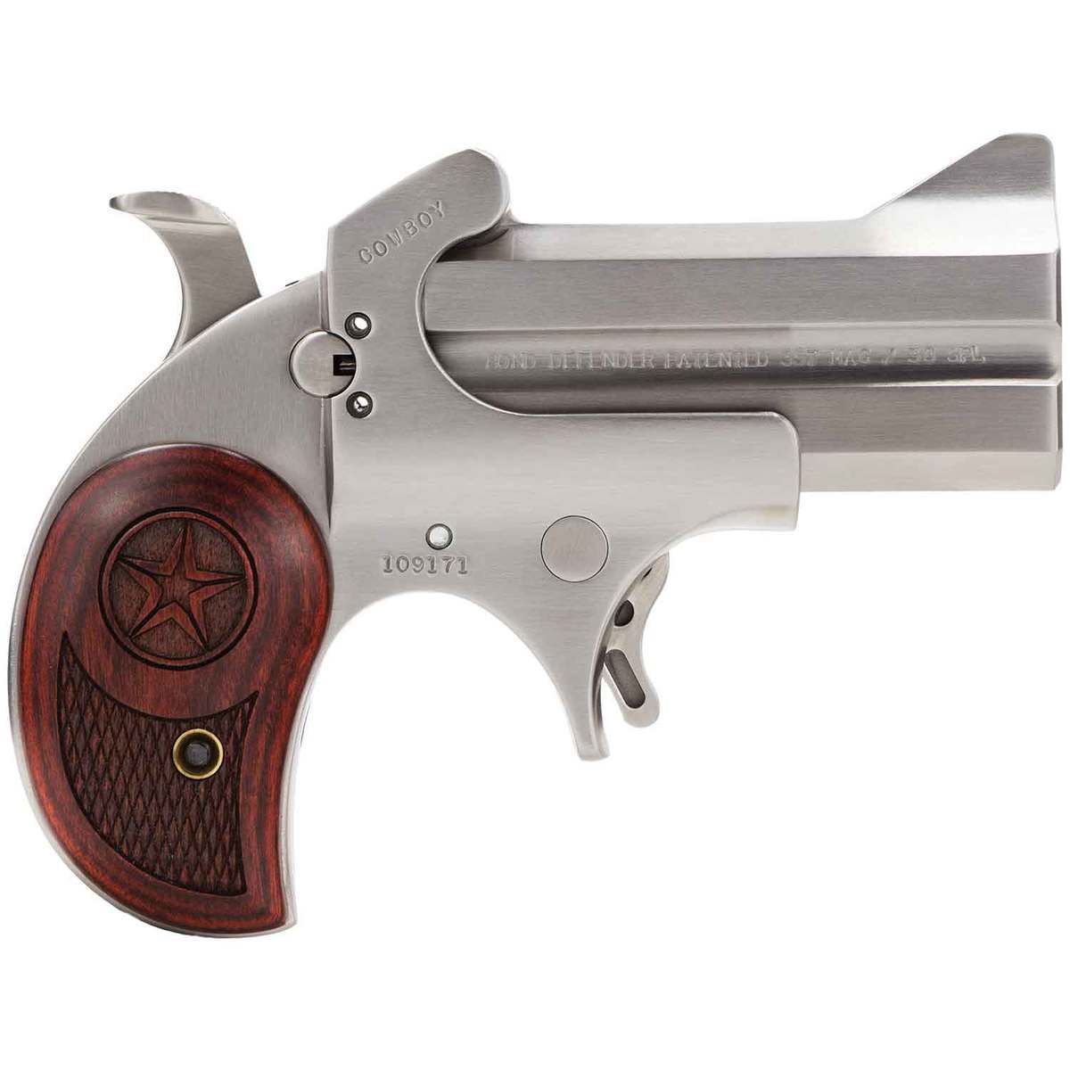 Bond Cowboy Defender 357 Magnum 3in Stainless Steel Handgun - 2 Rounds Bond Cowboy Defender 357 Magnum 3in Stainless Steel Handgun - 2 Rounds