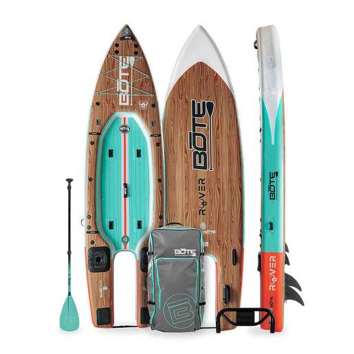 BOTE Rover Aero Inflatable Micro Skiff Paddleboard - Classic Teak - Bote
