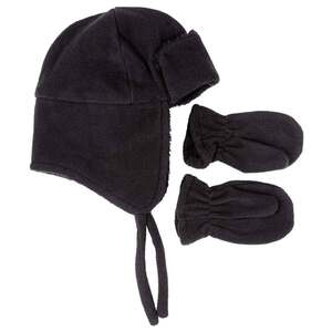 Igloos Outdoor Boys' Microfleece Hat And Mitten Set - Black