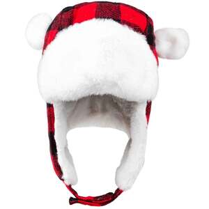 Igloos Youth Plaid Earflap Trapper Hat - Red Plaid - One Size Fits Most