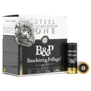 B&P Competition One Steel 12 Gauge 2-3/4in #9 1-1/8oz Target Shotshells - 25 Rounds B&P Competition One Steel 12 Gauge 2-3/4in #9 1-1/8oz Target Shotshells - 25 Rounds