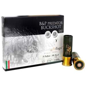 B&P Predator 12 Gauge 2-3/4in #9 1-1/5oz Buckshot Shotshells - 10 Rounds B&P Predator 12 Gauge 2-3/4in #9 1-1/5oz Buckshot Shotshells - 10 Rounds