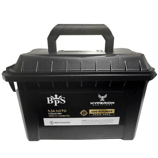 BPS Hyperion Munitions 5.56mm NATO 55gr M193 FMJ Rifle Ammo Can Combo Ammo - Bulk 500 Rounds Bulk 500 Rounds Ammo