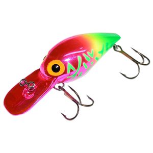 Brad's Magnum Wiggler Crankbait - Metallic Pink with Chartreuse Tail, 3/4oz, 3-3/4in, 12-18ft