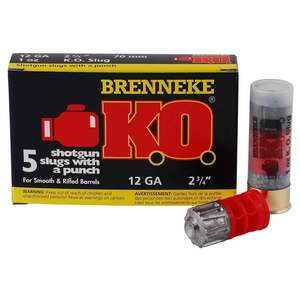 Brenneke K.O. 12 Gauge 2-3/4in 1oz 437Gr Slug Shotshells - 5 Rounds