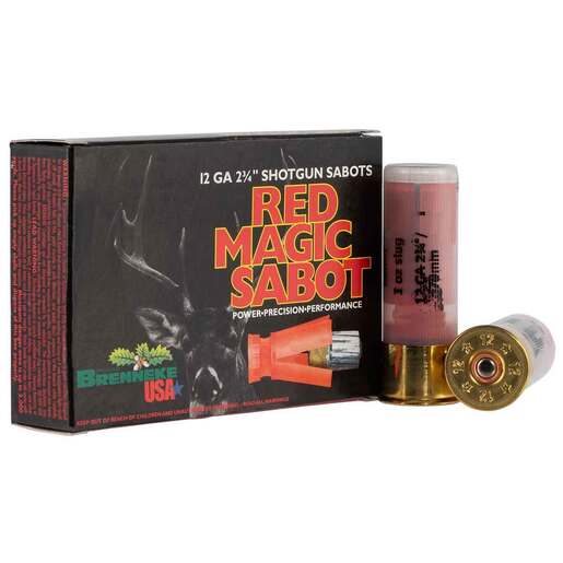Brenneke Red Magic 12 Gauge 2-3/4in 1oz Sabot Slug Shotshells – 5 Rounds – Slug