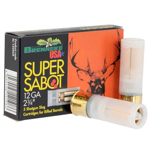 Brenneke SuperSabot 12 Gauge 3in 1-1/8oz 490Gr Sabot Slug Shotshells – 5 Rounds – Slug