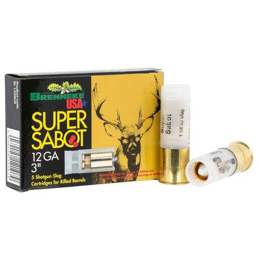 Brenneke SuperSabot 12 Gauge 3in 1-1/8oz 490Gr Sabot Slug Shotshells Ammo - 5 Rounds Ammo - Slug 5 Rounds - Slug Ammo
