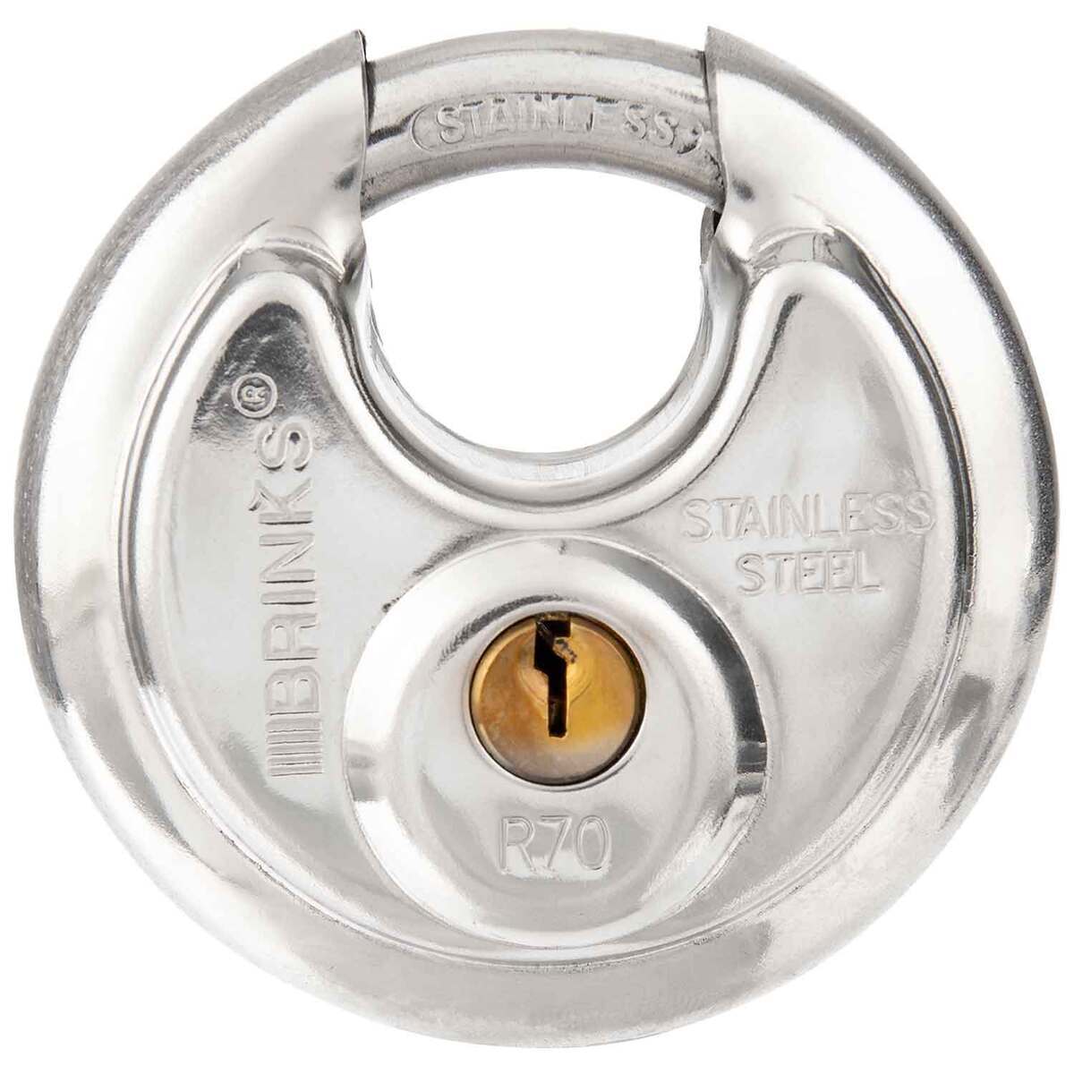 Brinks R70 Padlocks Brinks 70mm Stainless Steel Keyed Discus Padlock | Sportsman's Warehouse