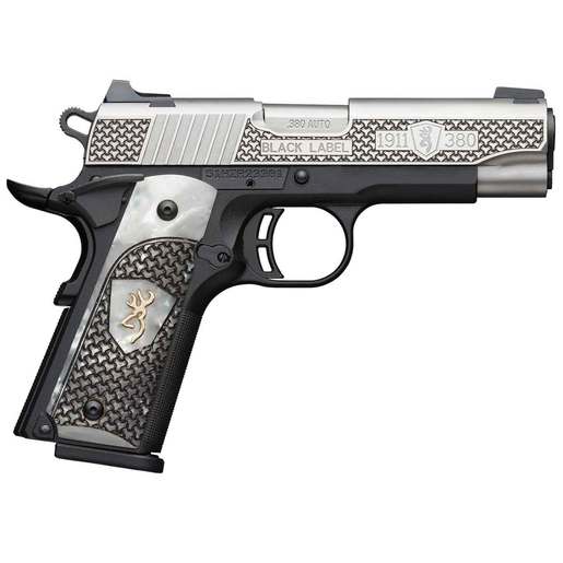 Browning 1911-380 Black Label High Grade Pearl Grips 380 Auto (ACP) 3.63in Stainless/Black Pistol - 8+1 Rounds image