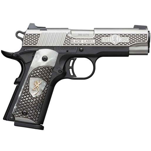 Browning 1911-380 Black Label High Grade Pearl Grips 380 Auto (ACP) 4.25in Matte Black/Silver Pistol - 8+1 Rounds - Black image