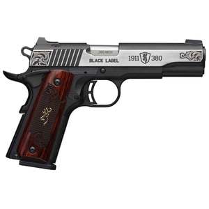 Browning 1911-380 Black Label Medallion Engraved 380 Auto (ACP) 3.63in Stainless/Black Pistol - 8+1 Rounds
