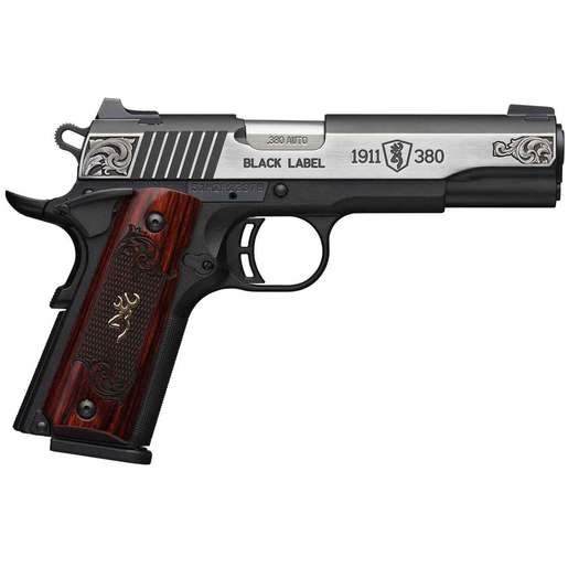 Browning 1911-380 Black Label Medallion Engraved 380 Auto (ACP) 4.25in Black/Wood Pistol - 8+1 Rounds - Black image