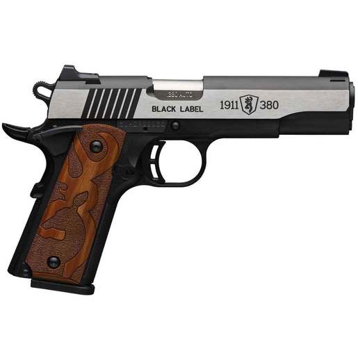 Browning 1911-380 Black Label Medallion Logo Grips 380 Auto (ACP) 4.25in Stainless/Wood Pistol - 8+1 Rounds image