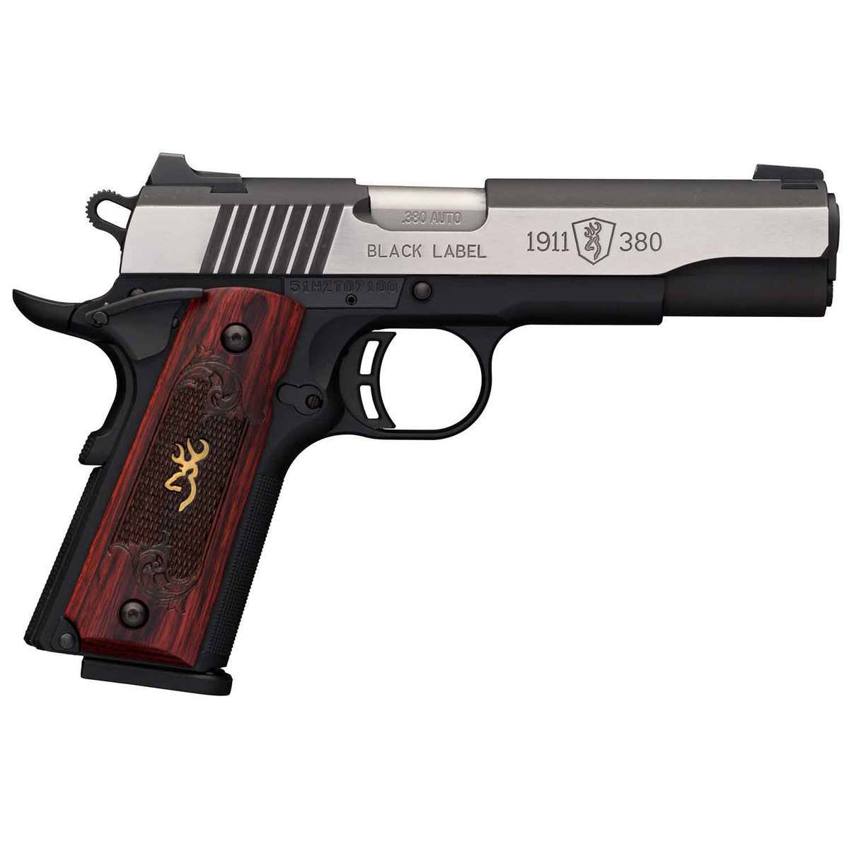 Browning 1911-380 Black Label Medallion Pro 380 Auto (ACP) 4.25in Blackened w/ Silver Polished Flats Pistol - 8+1 Rounds - Black Browning 1911-380 Black Label Medallion Pro 380 Auto (ACP) 4.25in Blackened w/ Silver Polished Flats Pistol - 8+1 Rounds - Black