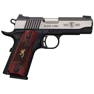 Browning 1911-380 Black Label Medallion Pro Compact 380 Auto (ACP) 3.6in Blackened w/ Silver Polished Flats/Stainless Steel Pistol - 8+1 Rounds