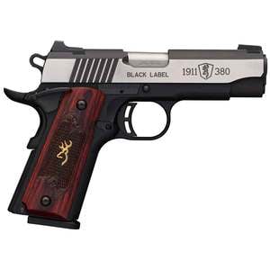 Browning 1911-380 Black Label Medallion Pro Compact 380 Auto (ACP) Blackened w / Silver Polished Flats Pistol - 8+1 Rounds
