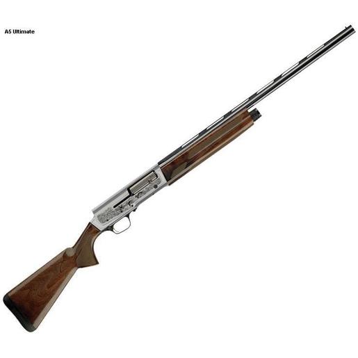 Browning A5 Ultimate Engraved Satin Silver 12 Gauge 3in Semi Automatic Shotgun - 28in - Brown image